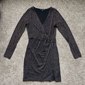 Three Pink Hearts gold and silver sparkle dress with front slit